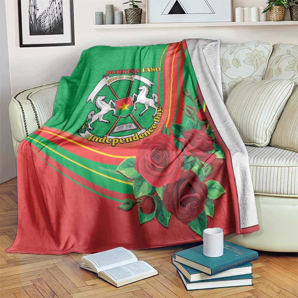 Burkina Faso Independence Day Blanket Coat Of Arms With Rose