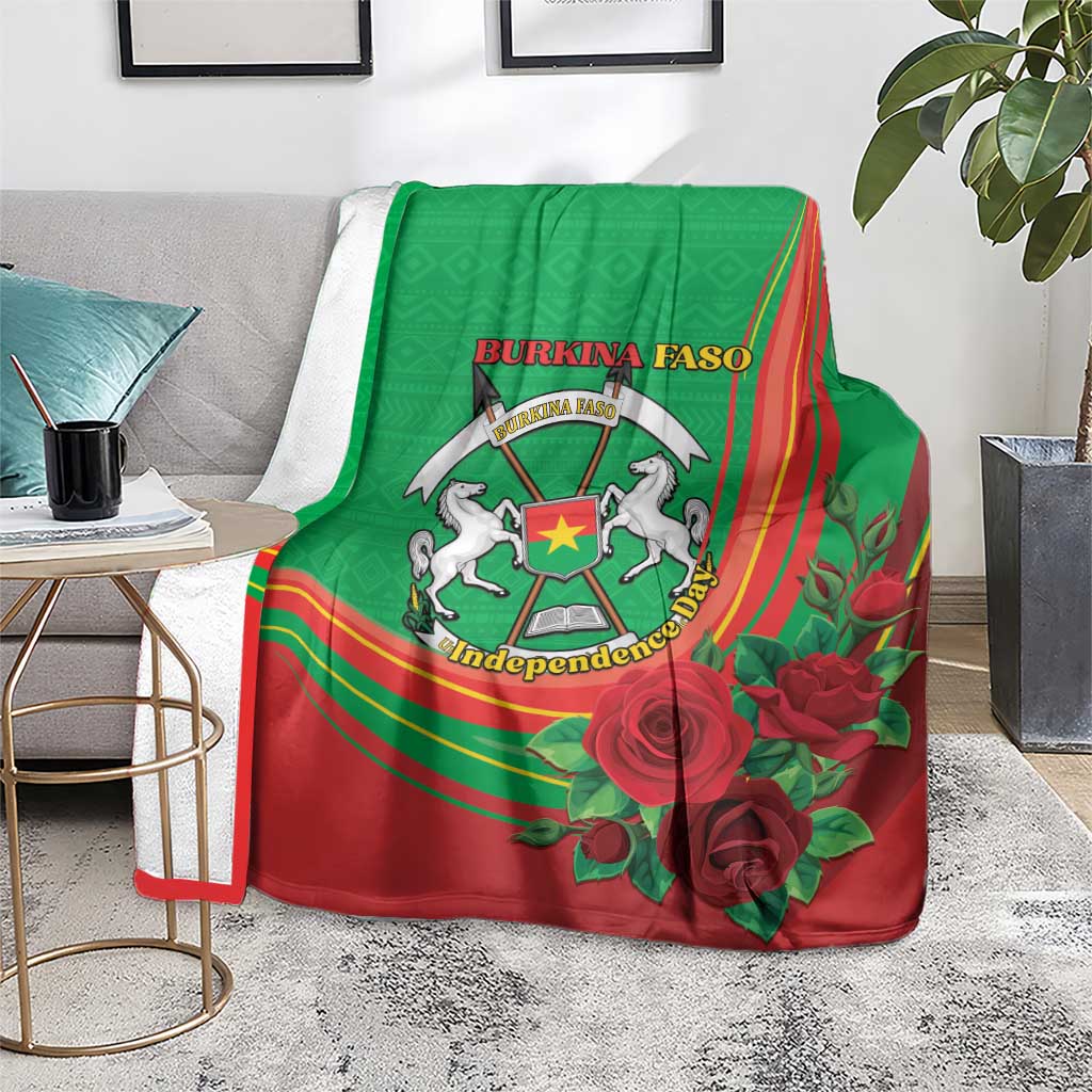 Burkina Faso Independence Day Blanket Coat Of Arms With Rose