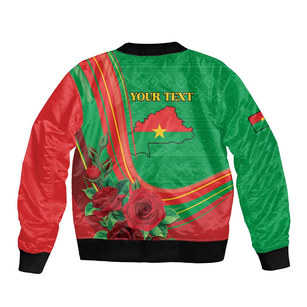 Personalised Burkina Faso Independence Day Bomber Jacket Coat Of Arms With Rose