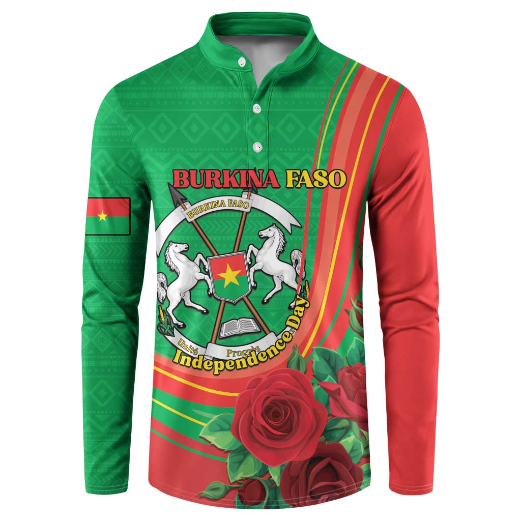 Personalised Burkina Faso Independence Day Button Sweatshirt Coat Of Arms With Rose