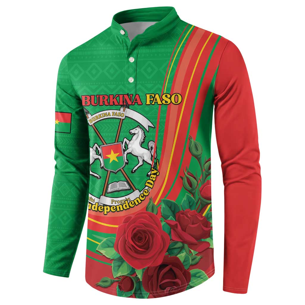 Personalised Burkina Faso Independence Day Button Sweatshirt Coat Of Arms With Rose