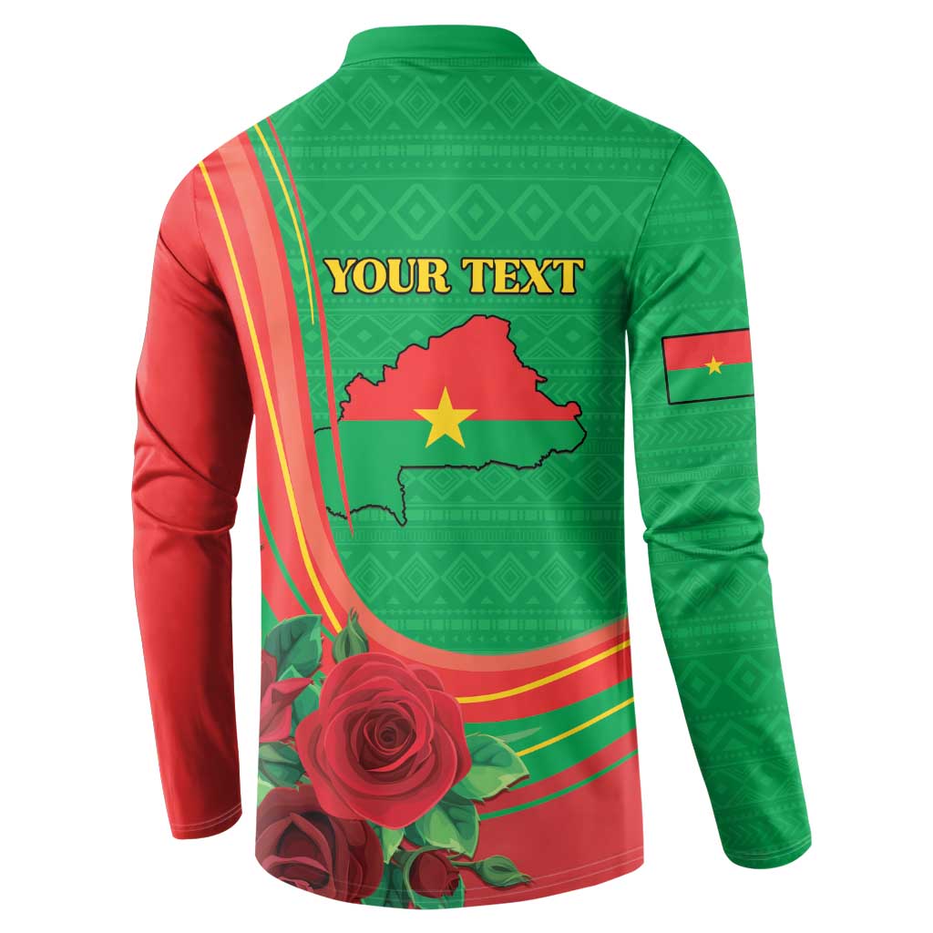 Personalised Burkina Faso Independence Day Button Sweatshirt Coat Of Arms With Rose