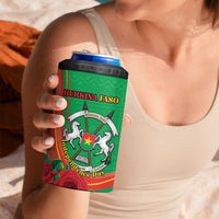 Personalised Burkina Faso Independence Day 4 in 1 Can Cooler Tumbler Coat Of Arms With Rose