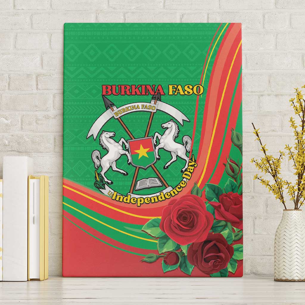Burkina Faso Independence Day Canvas Wall Art Coat Of Arms With Rose