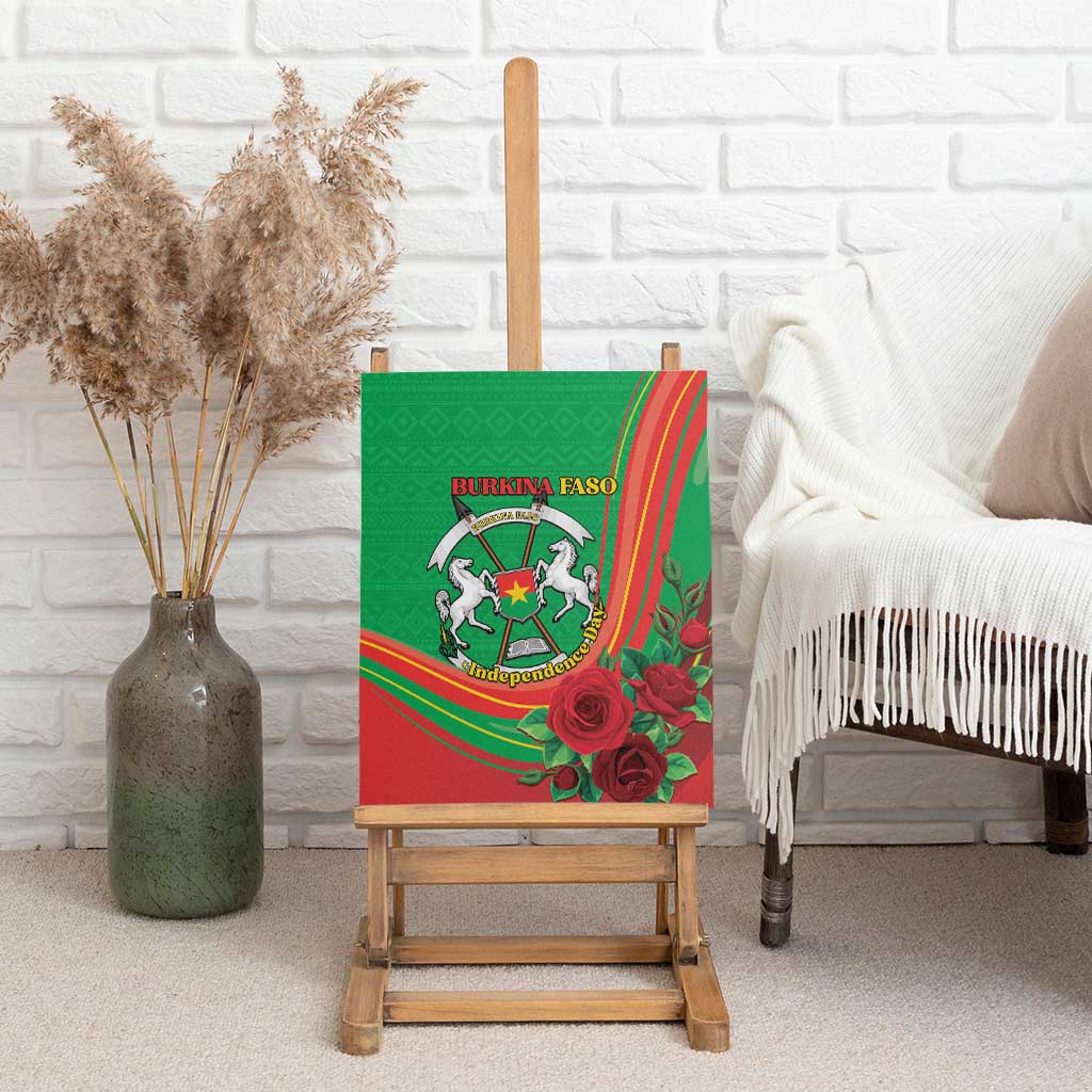 Burkina Faso Independence Day Canvas Wall Art Coat Of Arms With Rose