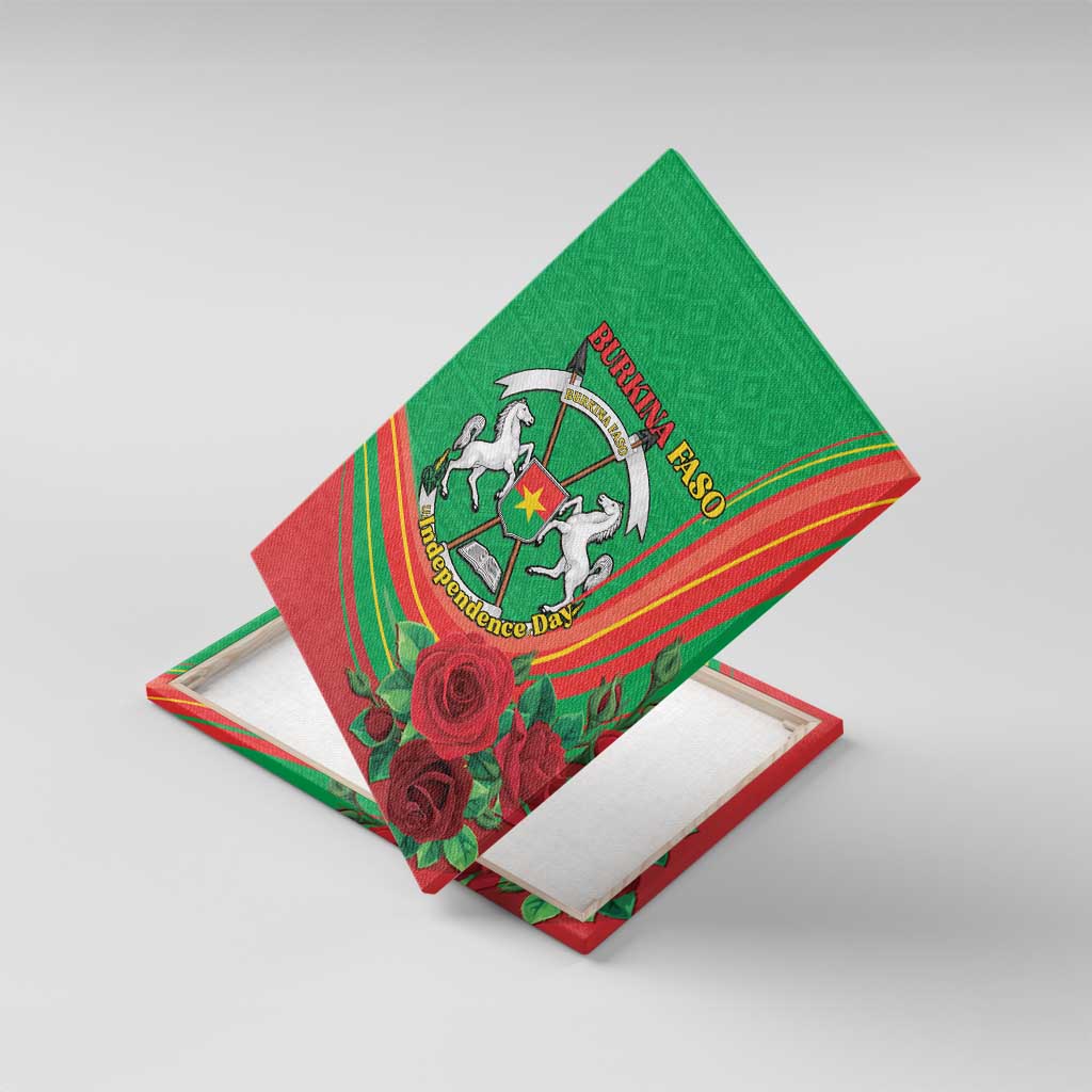 Burkina Faso Independence Day Canvas Wall Art Coat Of Arms With Rose