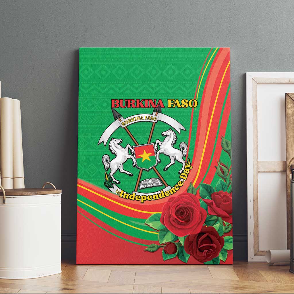Burkina Faso Independence Day Canvas Wall Art Coat Of Arms With Rose