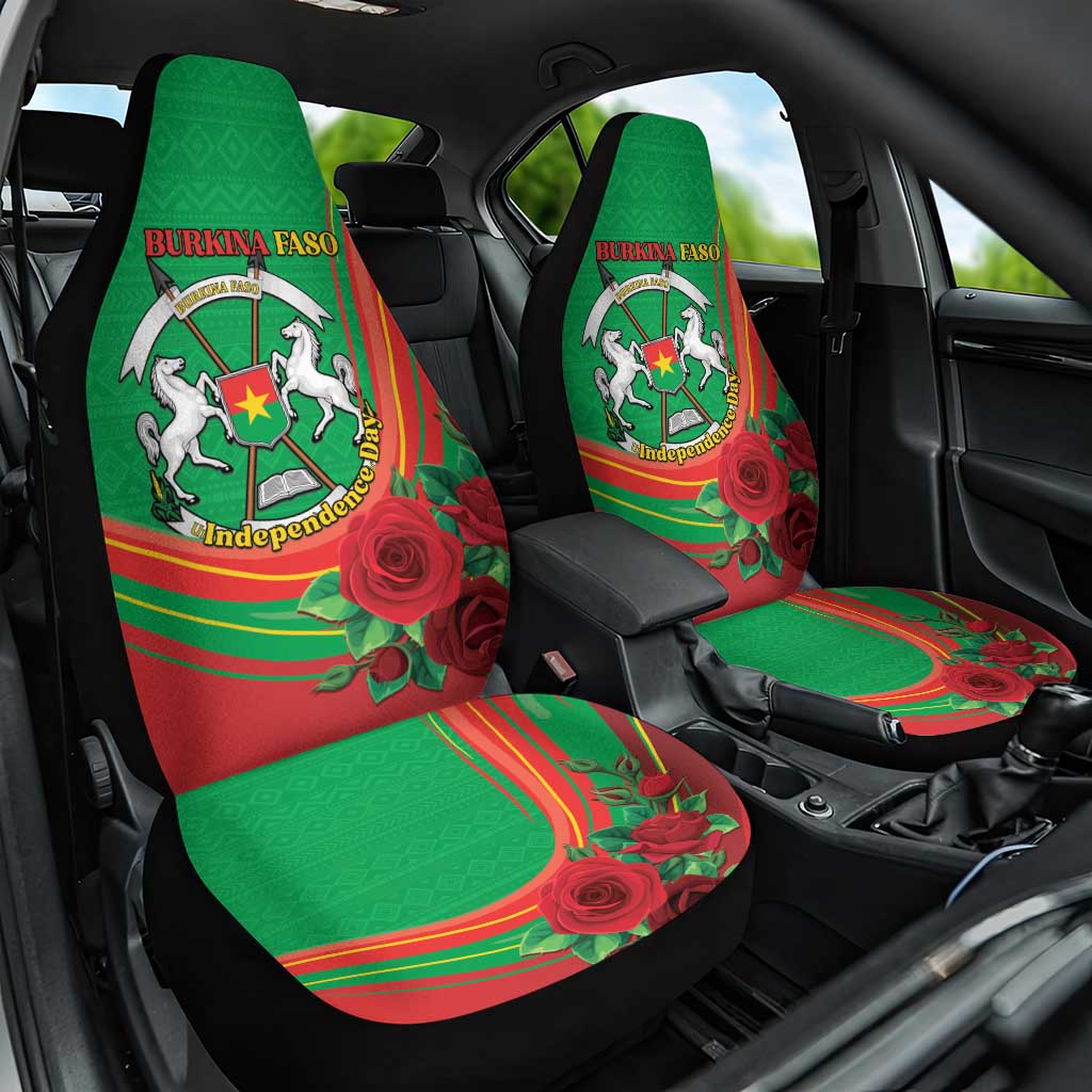 Burkina Faso Independence Day Car Seat Cover Coat Of Arms With Rose