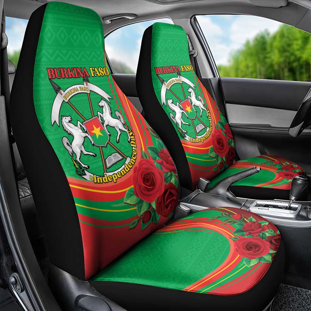 Burkina Faso Independence Day Car Seat Cover Coat Of Arms With Rose