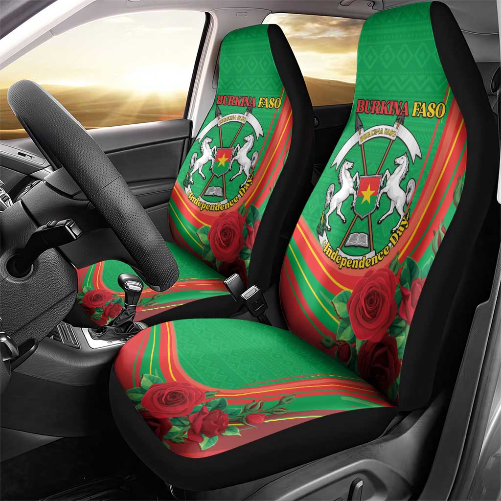 Burkina Faso Independence Day Car Seat Cover Coat Of Arms With Rose