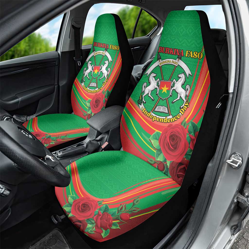 Burkina Faso Independence Day Car Seat Cover Coat Of Arms With Rose