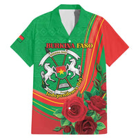 Personalised Burkina Faso Independence Day Family Matching Mermaid Dress and Hawaiian Shirt Coat Of Arms With Rose