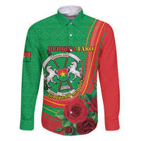 Personalised Burkina Faso Independence Day Family Matching Mermaid Dress and Hawaiian Shirt Coat Of Arms With Rose