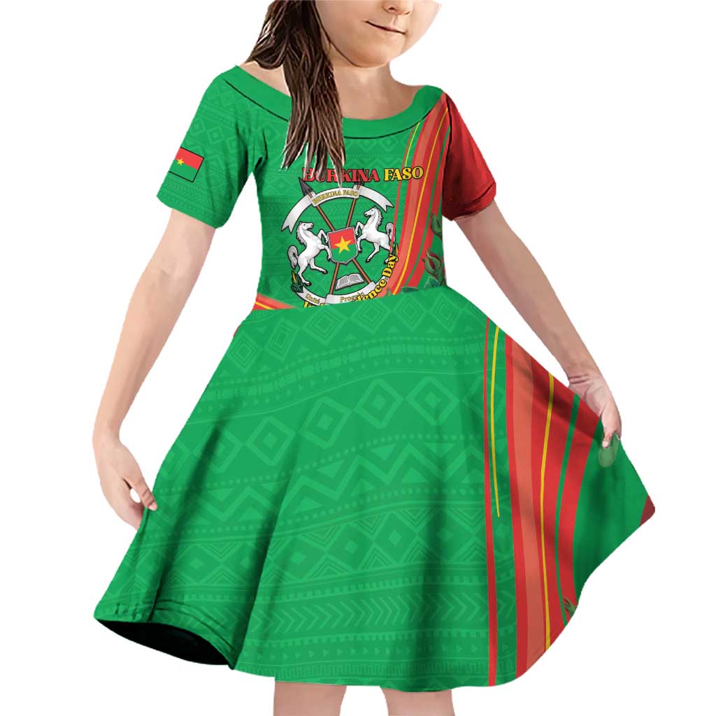 Personalised Burkina Faso Independence Day Family Matching Off Shoulder Short Dress and Hawaiian Shirt Coat Of Arms With Rose