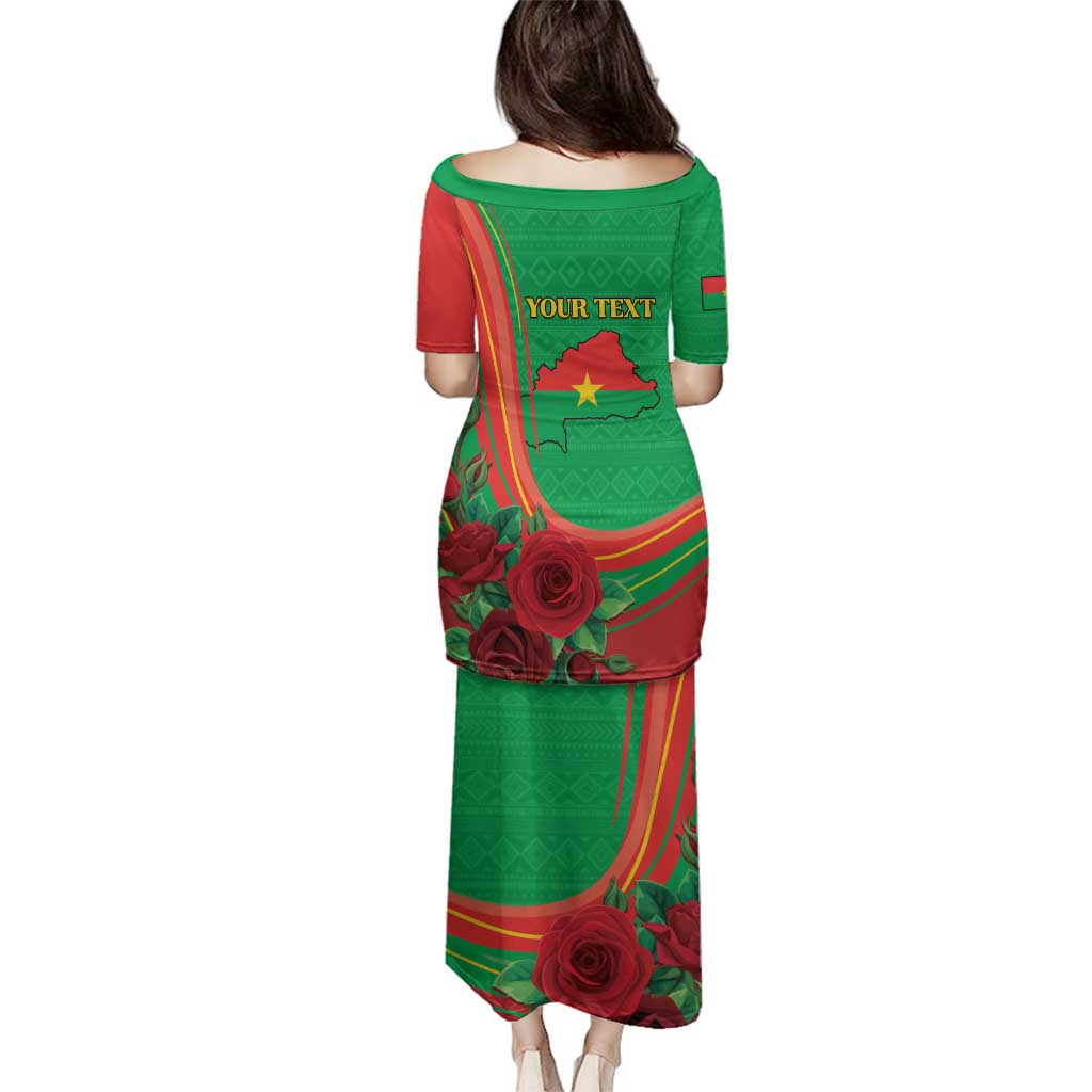 Personalised Burkina Faso Independence Day Family Matching Puletasi and Hawaiian Shirt Coat Of Arms With Rose