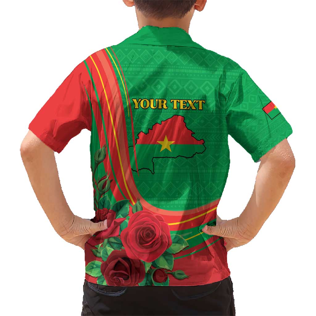 Personalised Burkina Faso Independence Day Family Matching Short Sleeve Bodycon Dress and Hawaiian Shirt Coat Of Arms With Rose