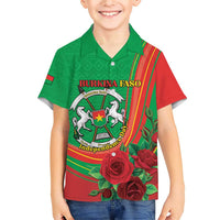 Personalised Burkina Faso Independence Day Family Matching Short Sleeve Bodycon Dress and Hawaiian Shirt Coat Of Arms With Rose