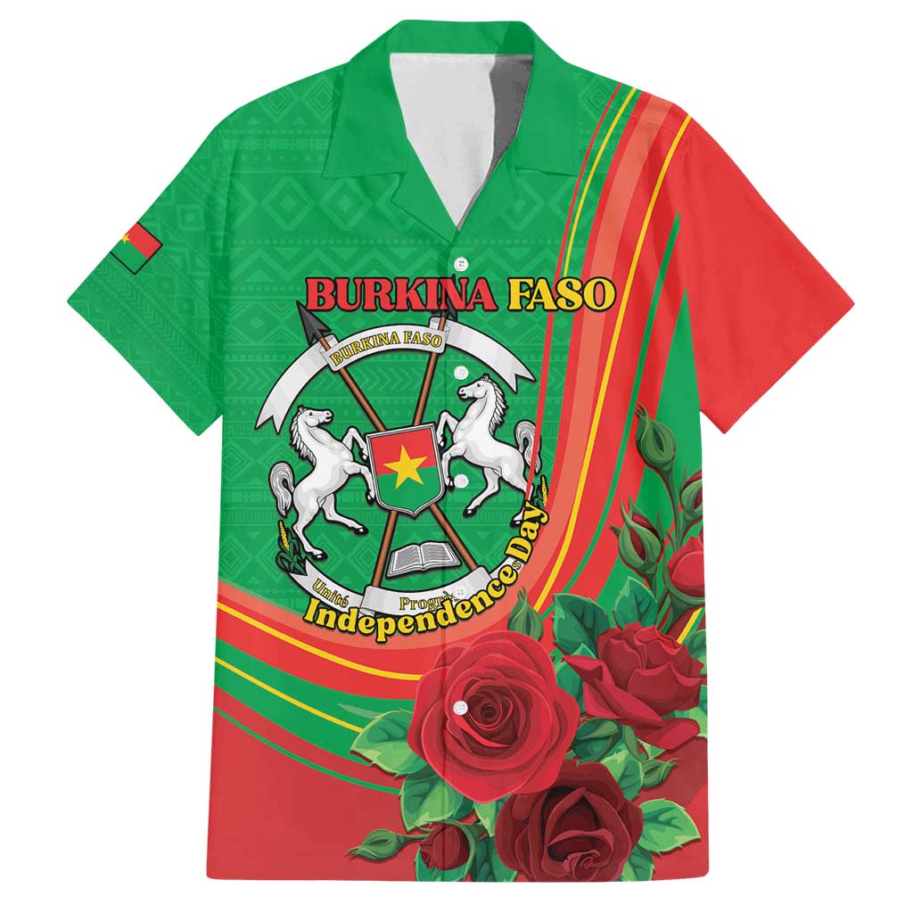 Personalised Burkina Faso Independence Day Family Matching Tank Maxi Dress and Hawaiian Shirt Coat Of Arms With Rose