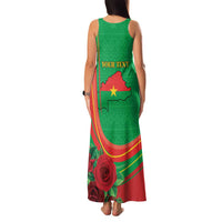 Personalised Burkina Faso Independence Day Family Matching Tank Maxi Dress and Hawaiian Shirt Coat Of Arms With Rose