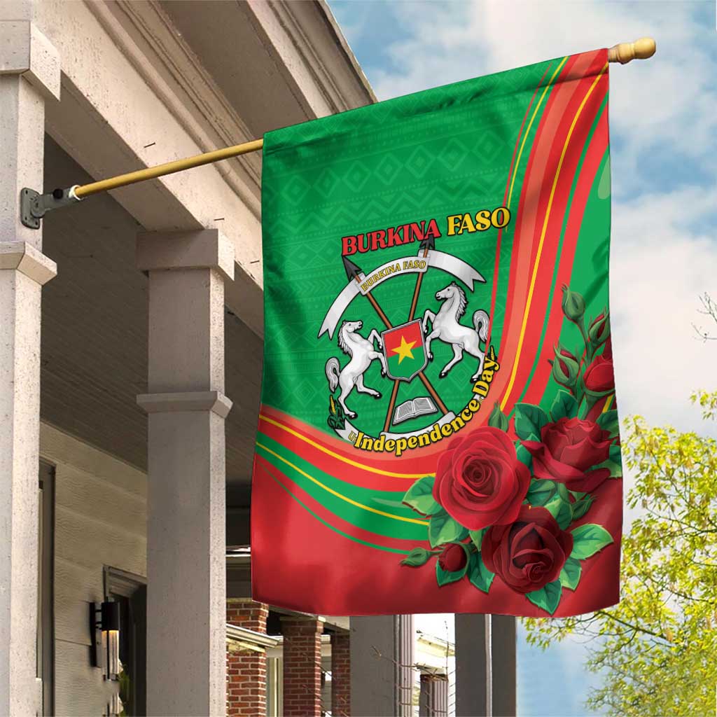 Burkina Faso Independence Day Garden Flag Coat Of Arms With Rose