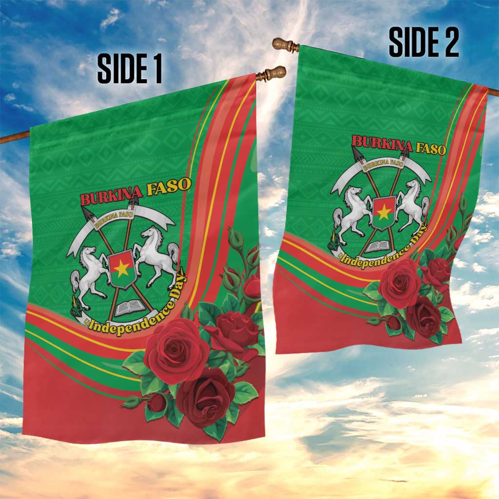 Burkina Faso Independence Day Garden Flag Coat Of Arms With Rose