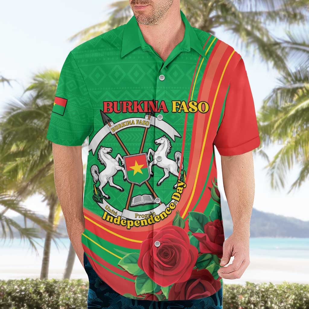 Personalised Burkina Faso Independence Day Hawaiian Shirt Coat Of Arms With Rose