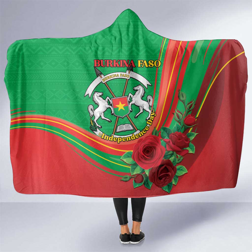 Burkina Faso Independence Day Hooded Blanket Coat Of Arms With Rose