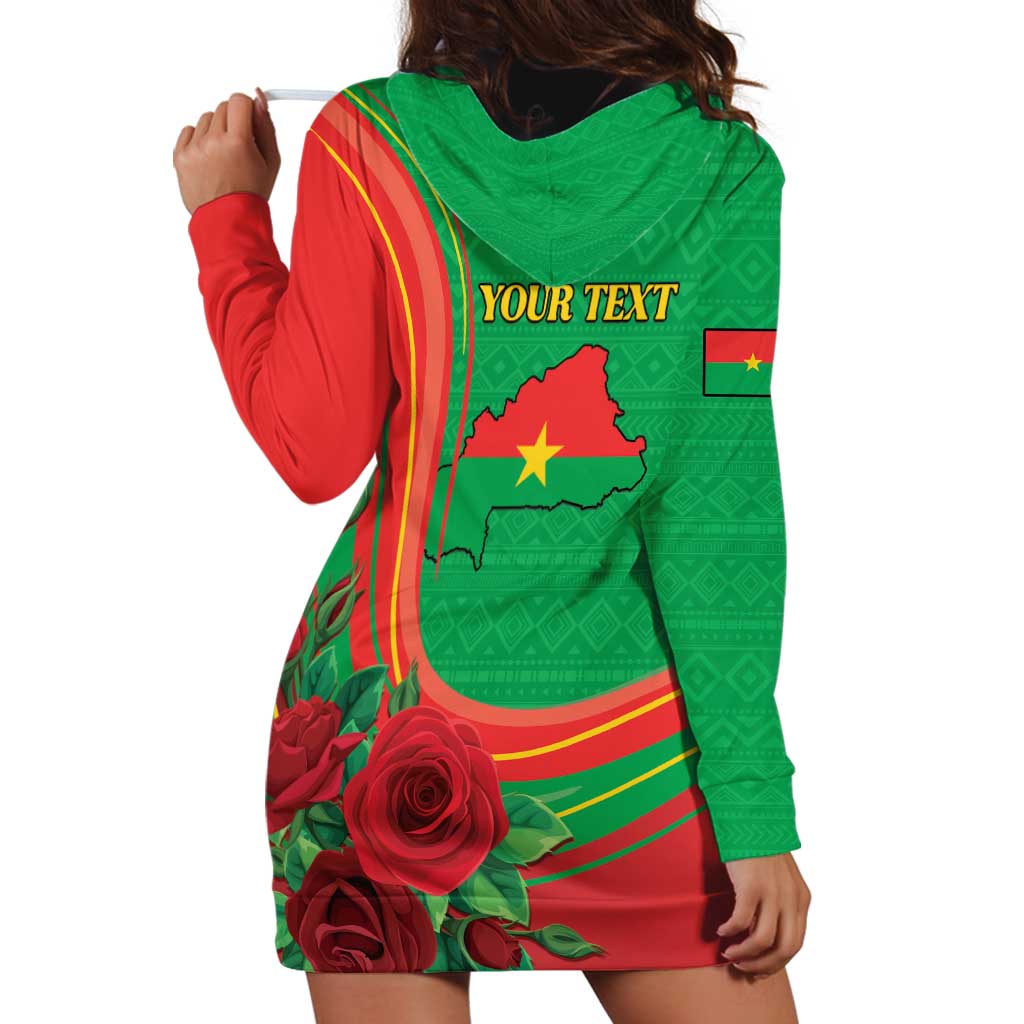 Personalised Burkina Faso Independence Day Hoodie Dress Coat Of Arms With Rose