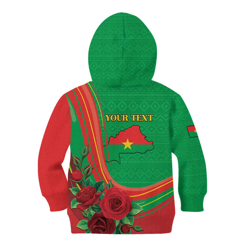 Personalised Burkina Faso Independence Day Kid Hoodie Coat Of Arms With Rose