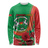 Personalised Burkina Faso Independence Day Long Sleeve Shirt Coat Of Arms With Rose