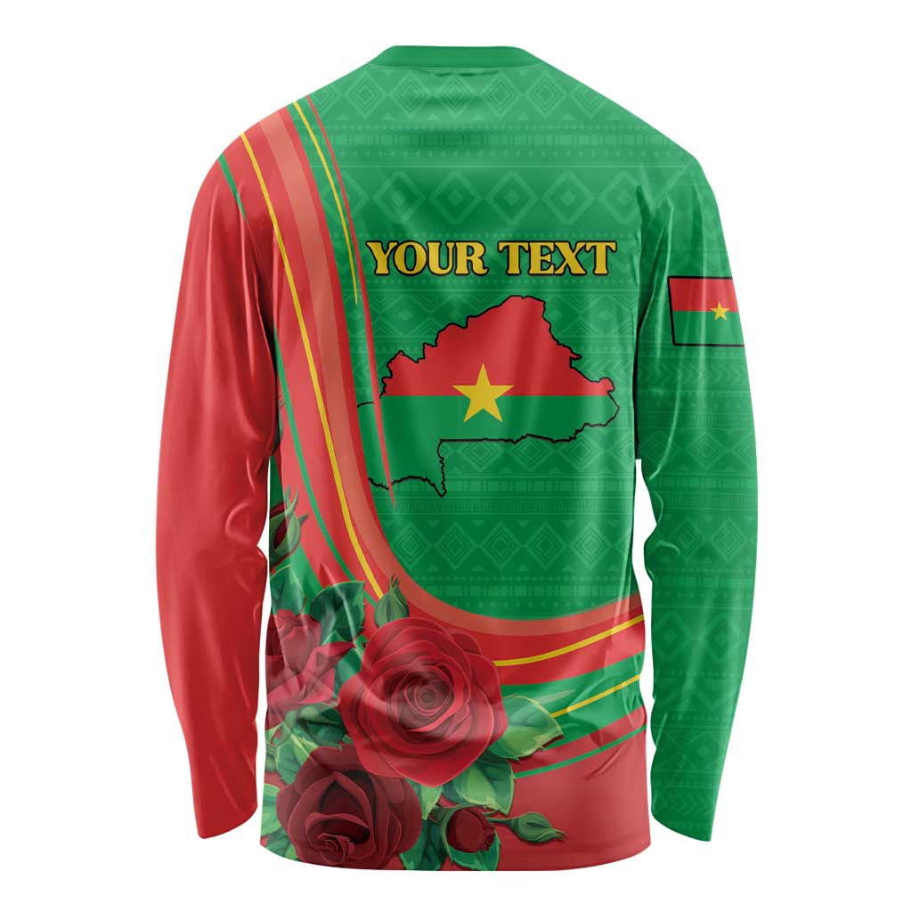 Personalised Burkina Faso Independence Day Long Sleeve Shirt Coat Of Arms With Rose