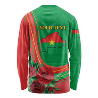 Personalised Burkina Faso Independence Day Long Sleeve Shirt Coat Of Arms With Rose