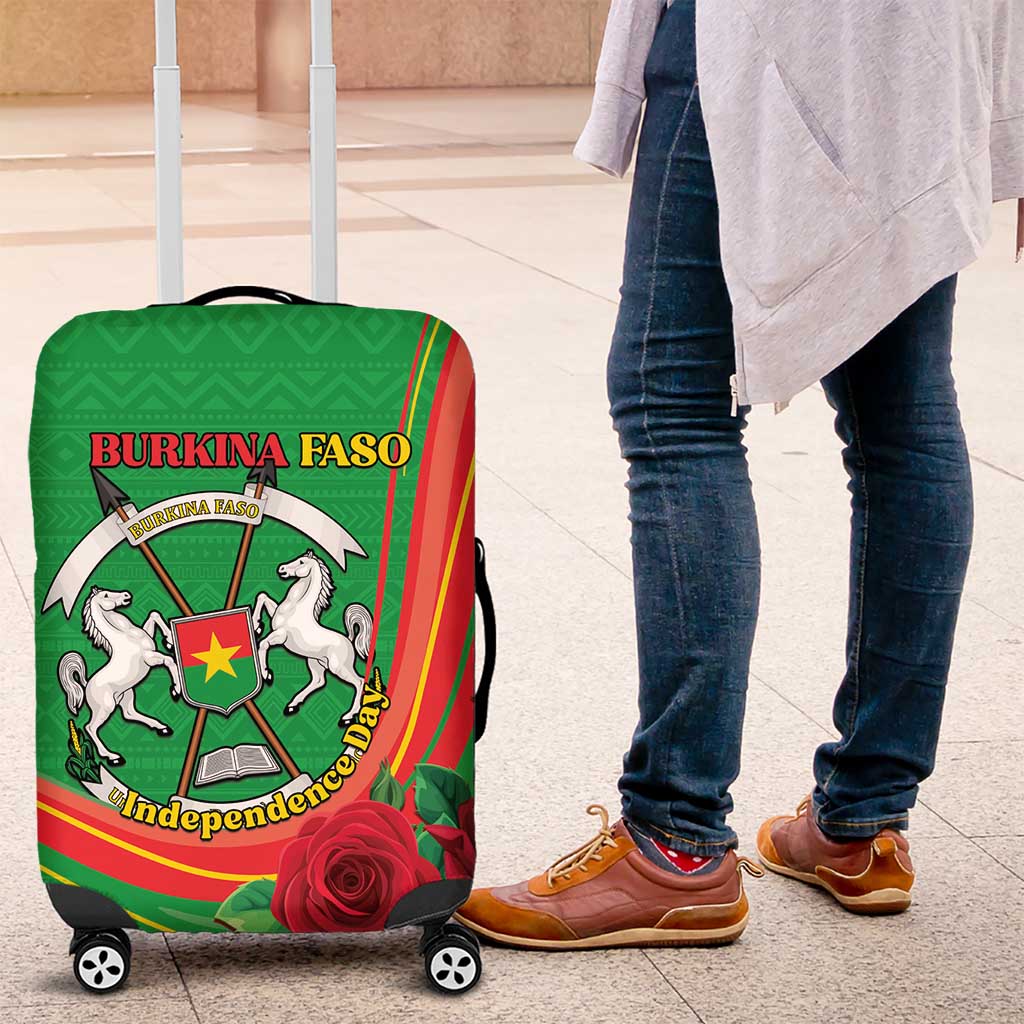 Burkina Faso Independence Day Luggage Cover Coat Of Arms With Rose