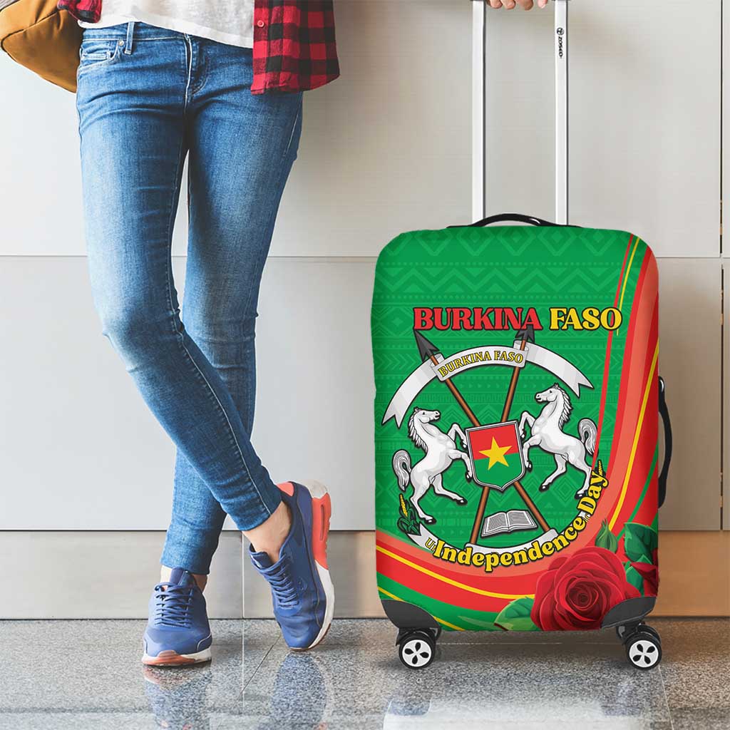 Burkina Faso Independence Day Luggage Cover Coat Of Arms With Rose