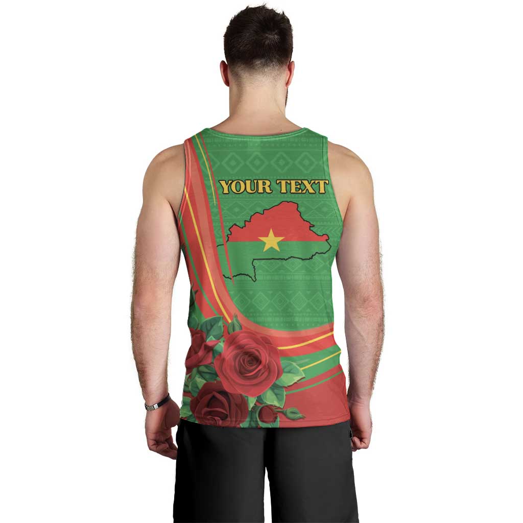 Personalised Burkina Faso Independence Day Men Tank Top Coat Of Arms With Rose