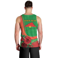 Personalised Burkina Faso Independence Day Men Tank Top Coat Of Arms With Rose