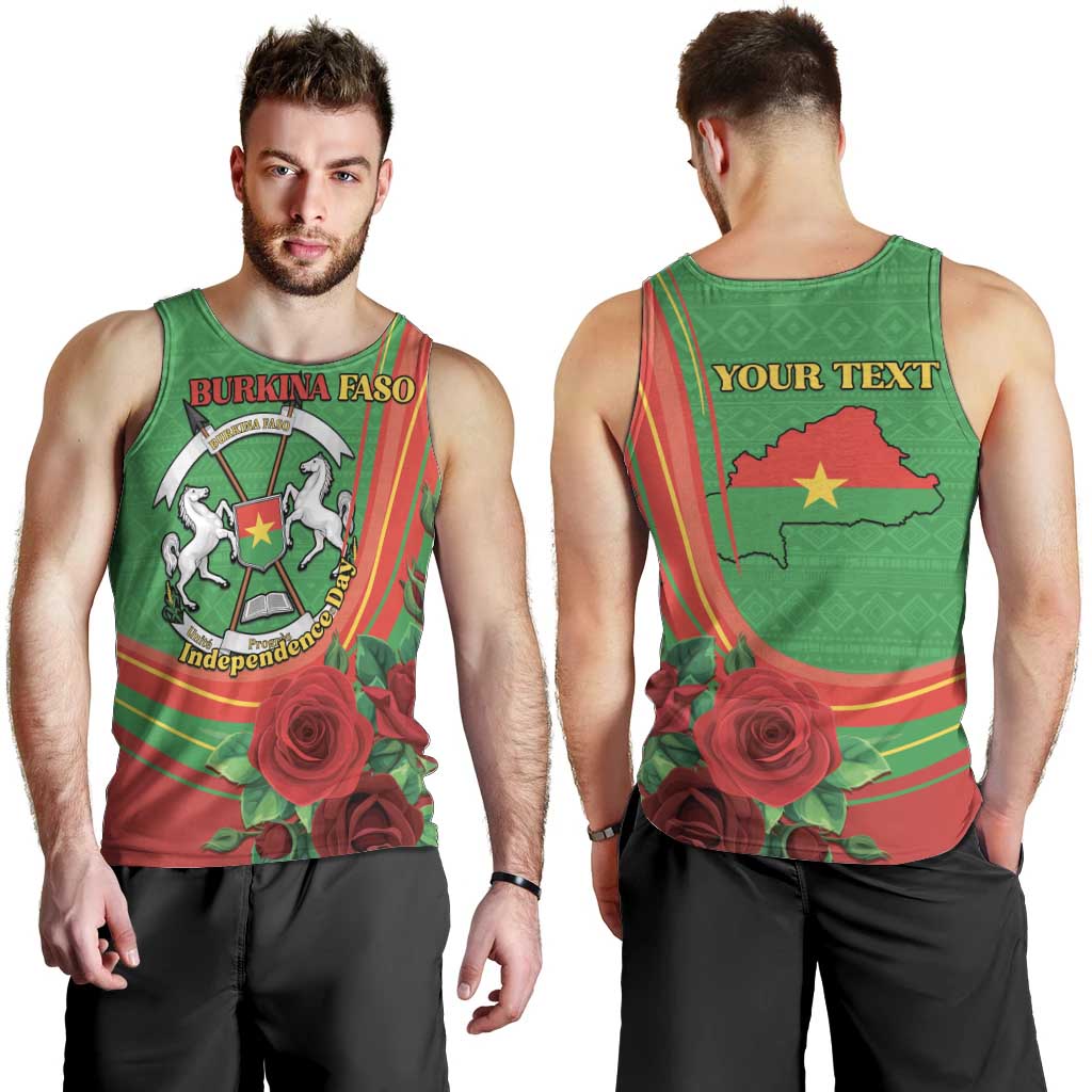 Personalised Burkina Faso Independence Day Men Tank Top Coat Of Arms With Rose