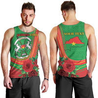 Personalised Burkina Faso Independence Day Men Tank Top Coat Of Arms With Rose
