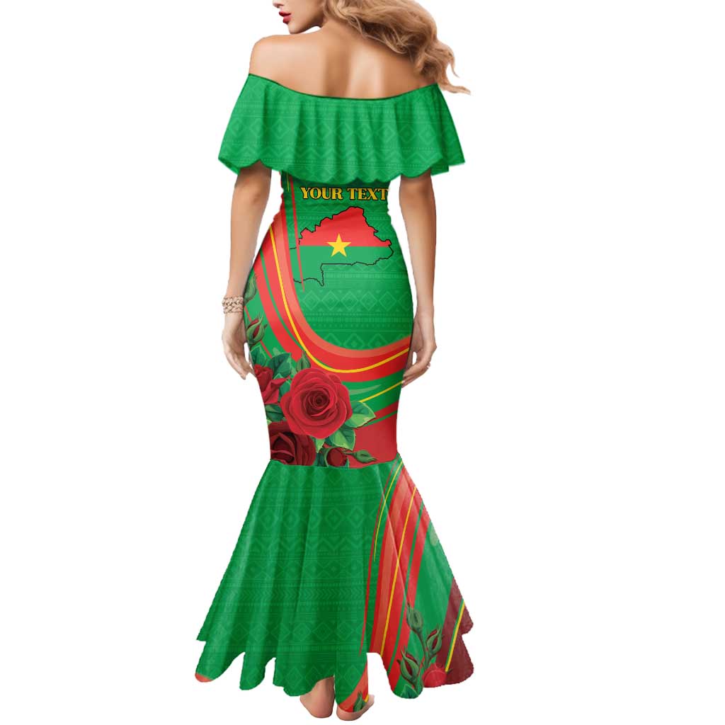 Personalised Burkina Faso Independence Day Mermaid Dress Coat Of Arms With Rose