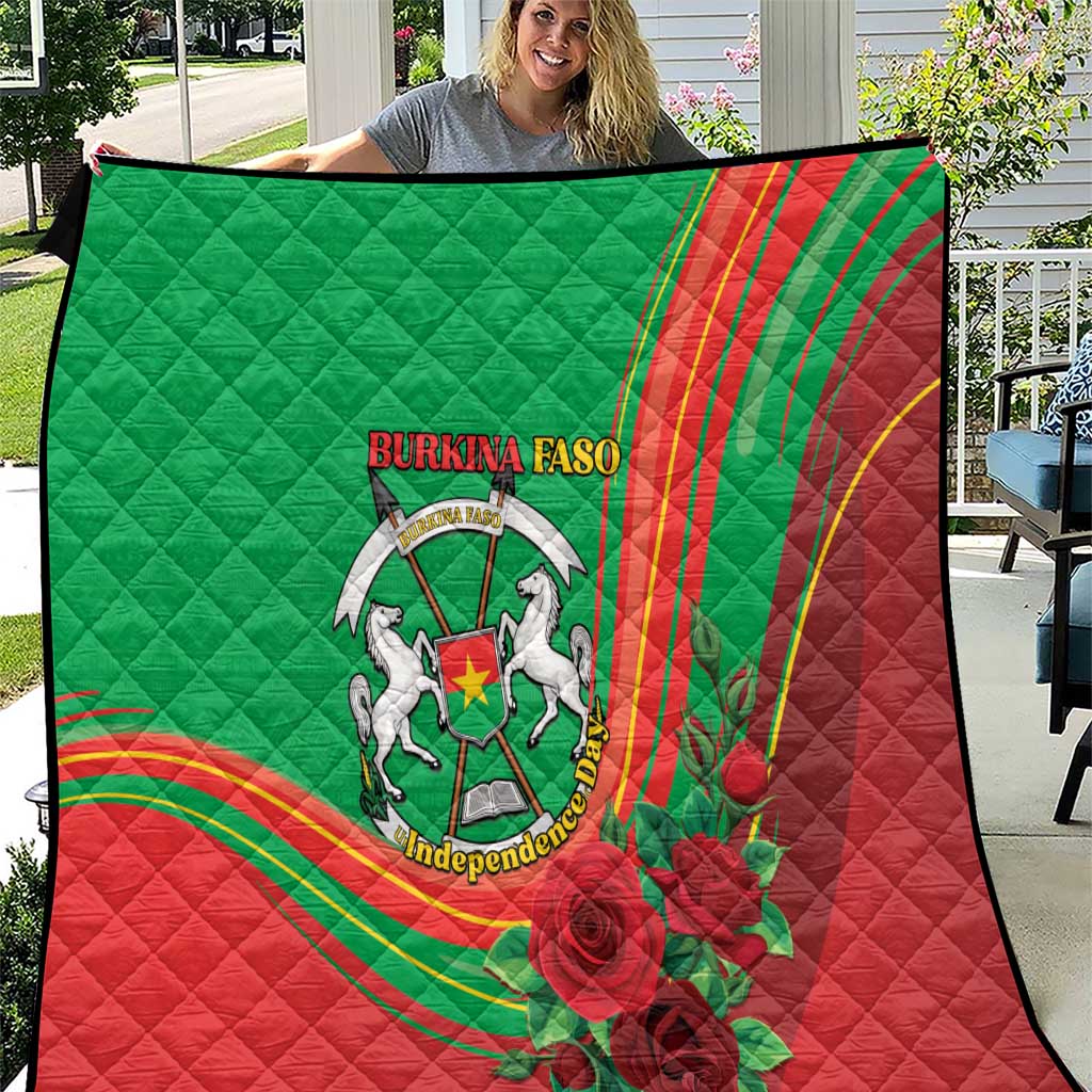 Burkina Faso Independence Day Quilt Coat Of Arms With Rose