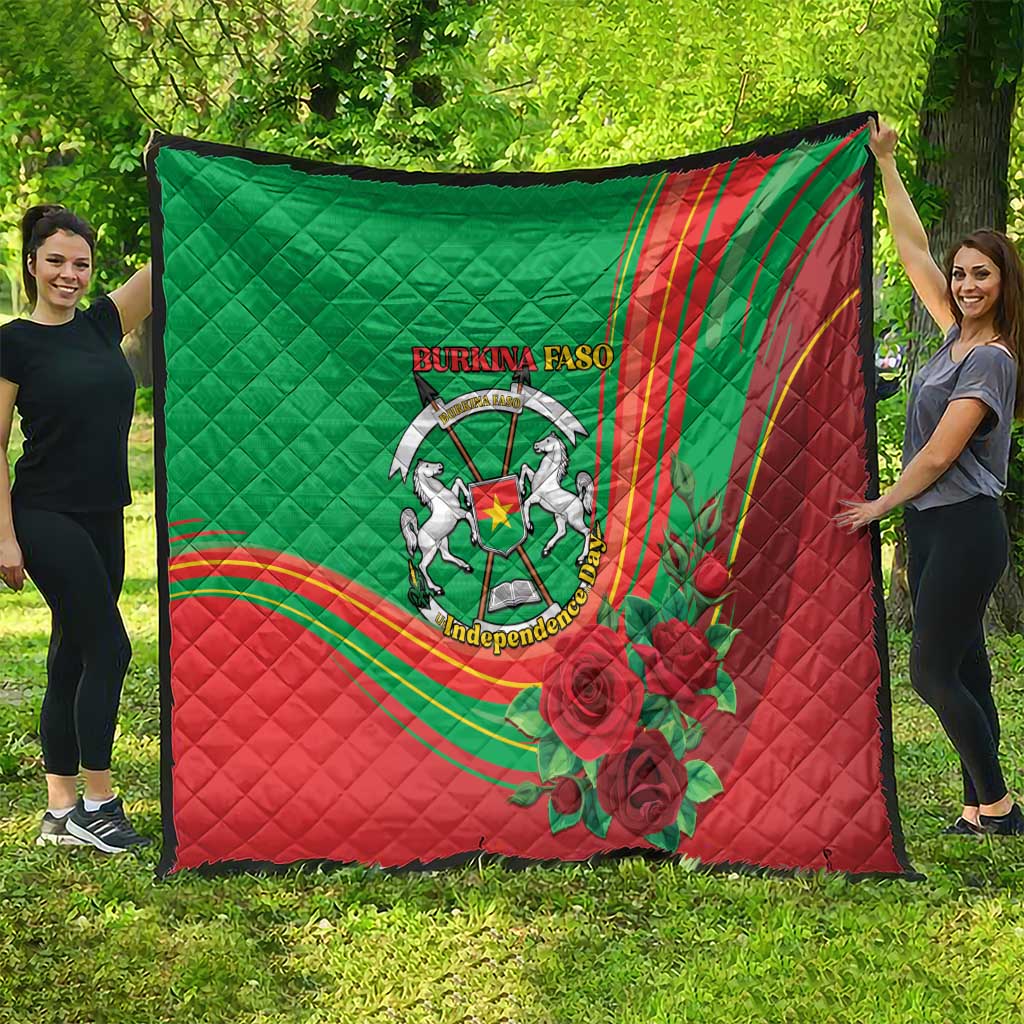 Burkina Faso Independence Day Quilt Coat Of Arms With Rose
