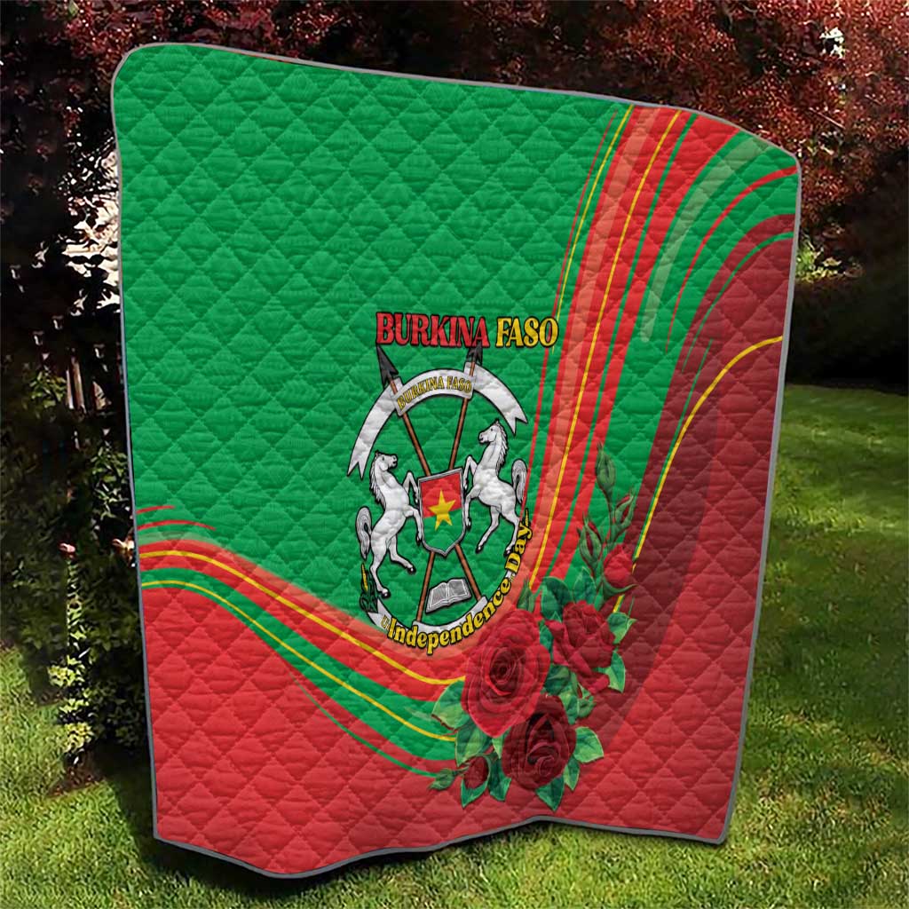 Burkina Faso Independence Day Quilt Coat Of Arms With Rose