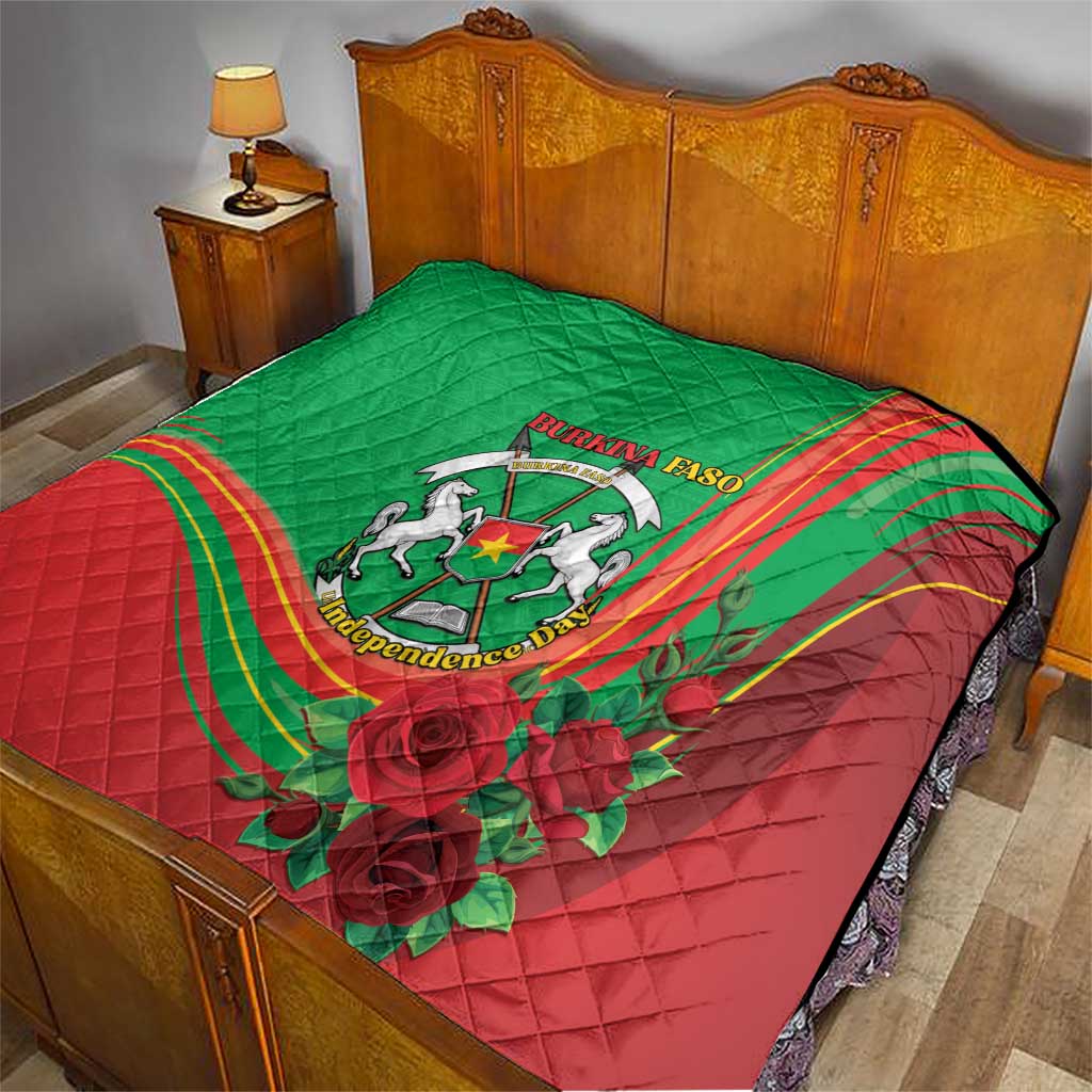 Burkina Faso Independence Day Quilt Coat Of Arms With Rose