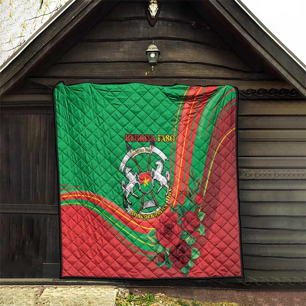 Burkina Faso Independence Day Quilt Coat Of Arms With Rose