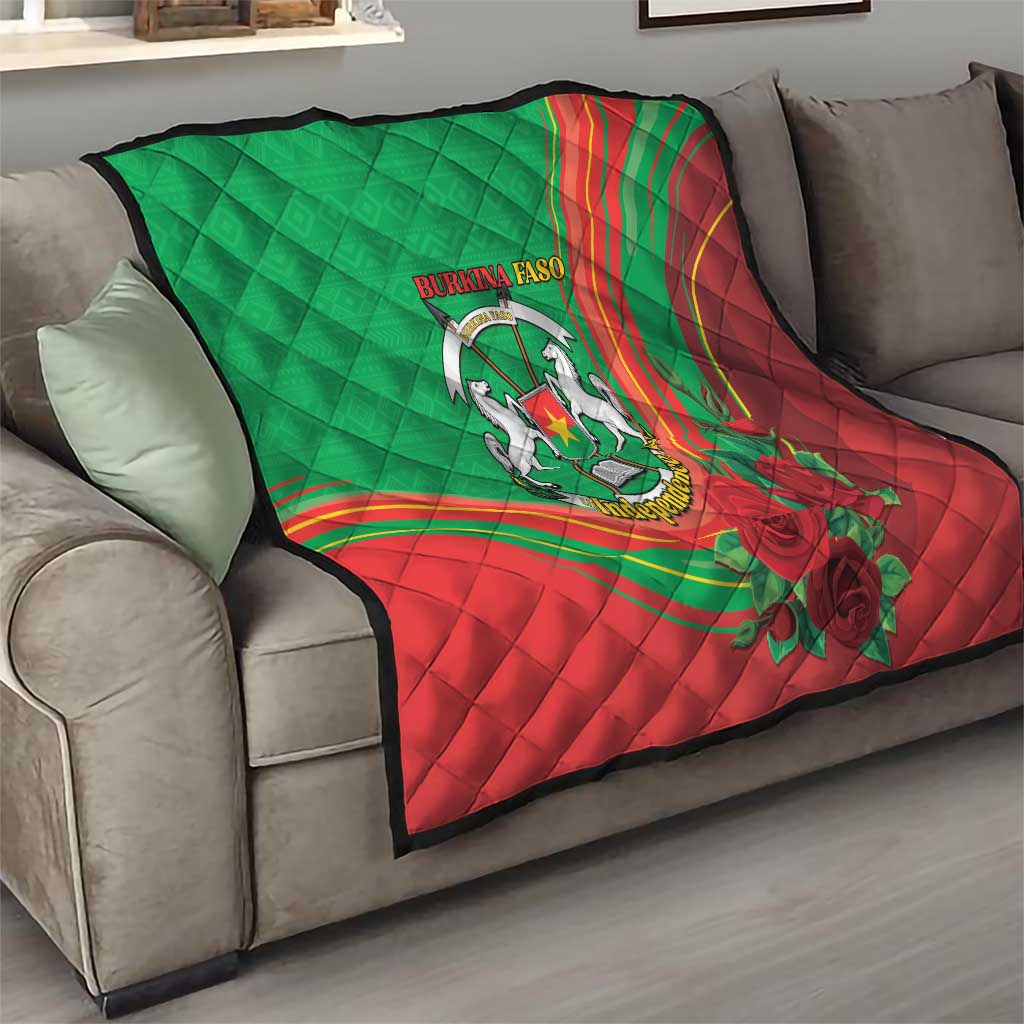 Burkina Faso Independence Day Quilt Coat Of Arms With Rose
