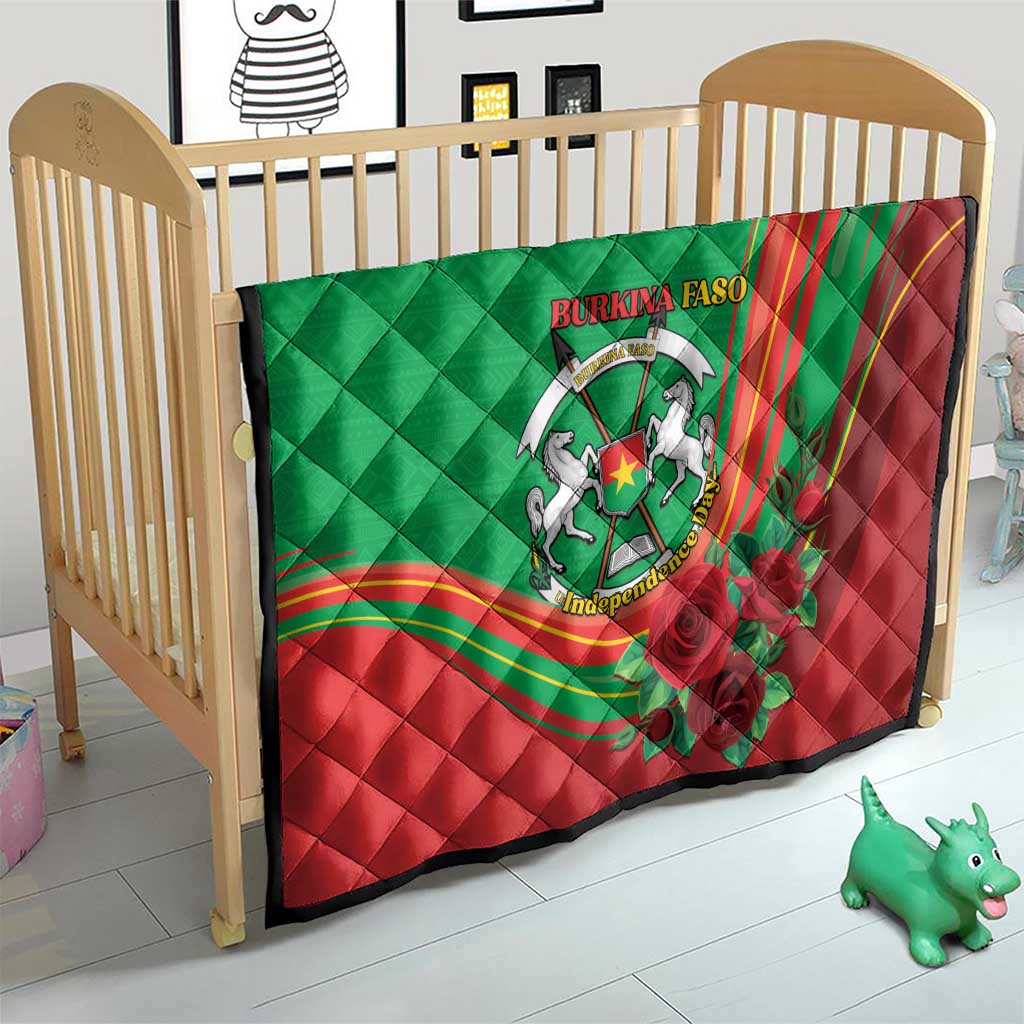 Burkina Faso Independence Day Quilt Coat Of Arms With Rose