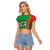 Personalised Burkina Faso Independence Day Raglan Cropped T Shirt Coat Of Arms With Rose