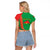 Personalised Burkina Faso Independence Day Raglan Cropped T Shirt Coat Of Arms With Rose