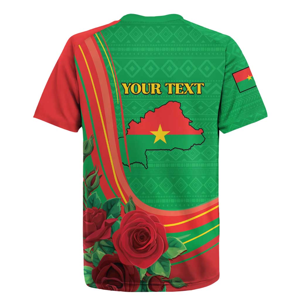 Personalised Burkina Faso Independence Day Rugby Jersey Coat Of Arms With Rose