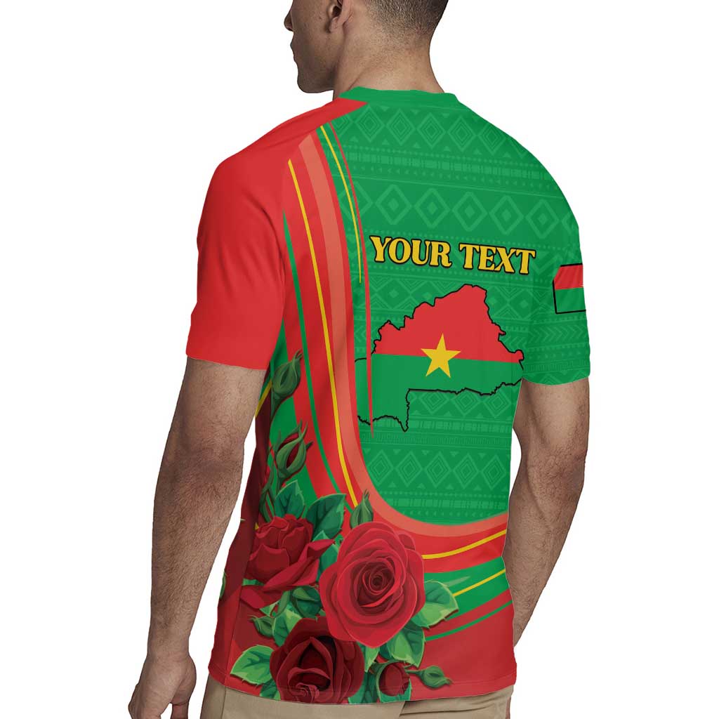 Personalised Burkina Faso Independence Day Rugby Jersey Coat Of Arms With Rose